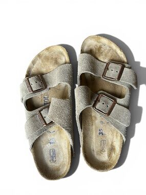 Birkenstock Arizona Soft Footbed Taupe Suede Sandals EU 35 Narrow